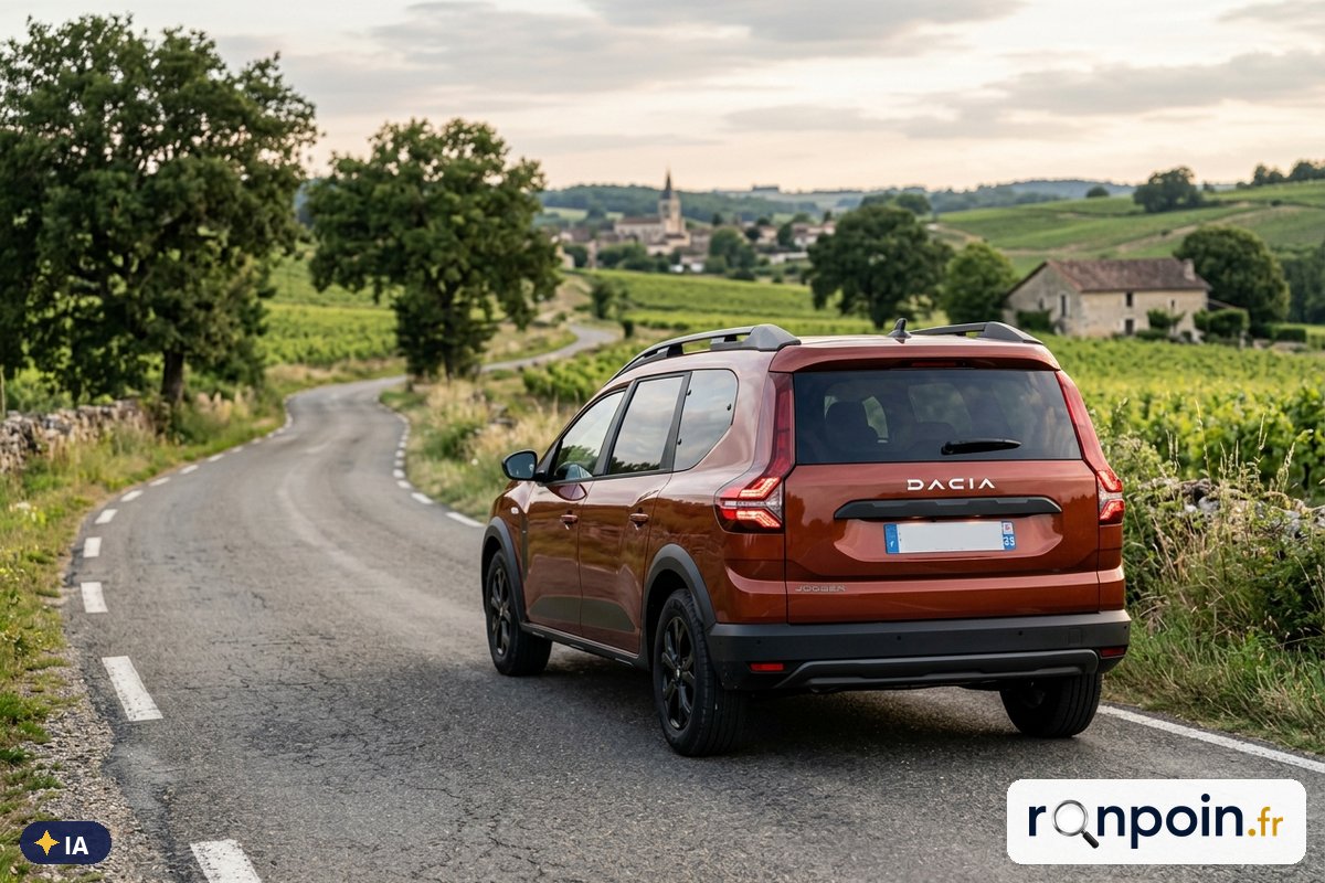 Dacia Jogger terracotta de trois quarts arrière — illustration générée par IA